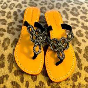 New! TommyBahama, 9 Black leather Thong Sandals